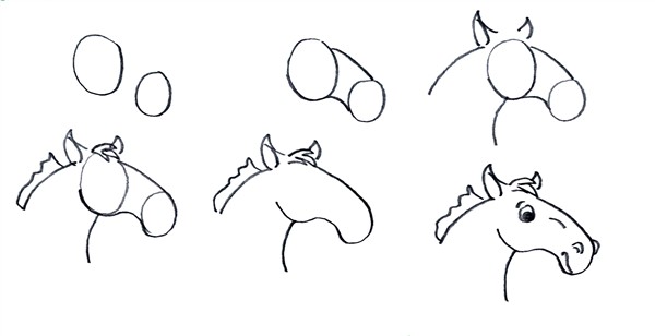 Draft style cartoon horse head