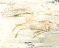 Modern art mimicking a primitive horse drawing